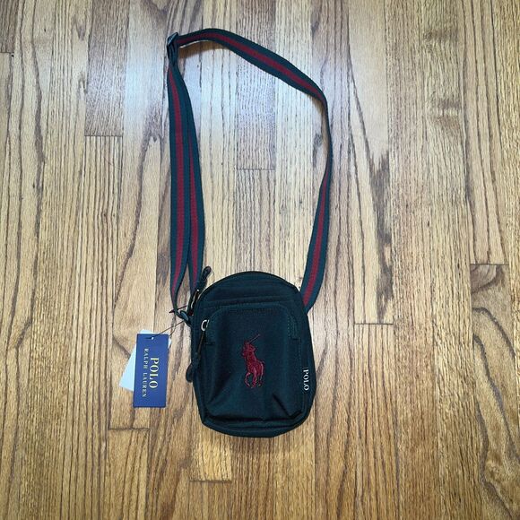 Polo Ralph Lauren Boys Embroidered Big Pony Crossbody Shoulder Bag Green New - Picture 1 of 5